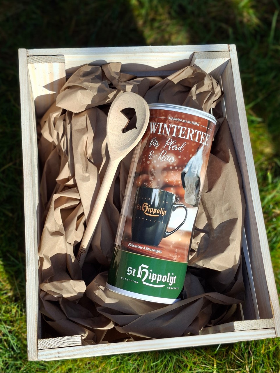 Wintertee für Pferd und Reiter mit Mash-Löffel